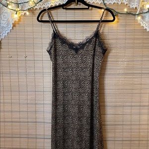 Micheal Kors slip dress, animal print, lace trim